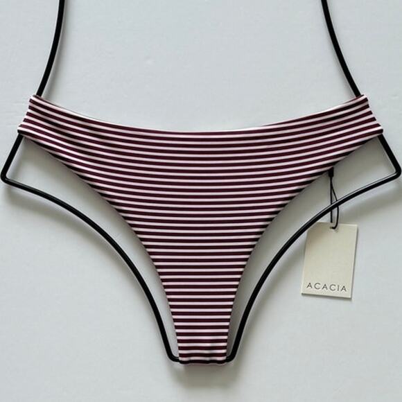 Acacia Swimwear Brazil Bikini Bottom – Carolina Stripe - Size Medium - NWT - Picture 1 of 10